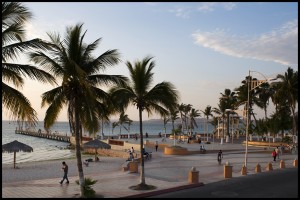 The malecón in La Paz is a hub of activity. Mornings and evenings one sees joggers, bicyclists, roller bladers, soccer teams working out and people just taking in the scene.