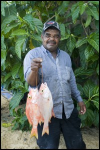 A Las Terrenas fisherman and his morning catch.