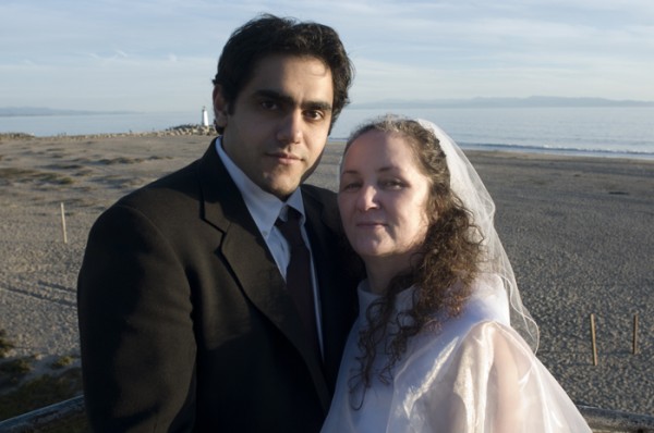 Yesterday, Third Avenue steps above Seabright Beach.  The two of them, no entourage, just married. It seemed so simple and easy. He said "I'm not good at smiley pictures." Perfect, either am I.