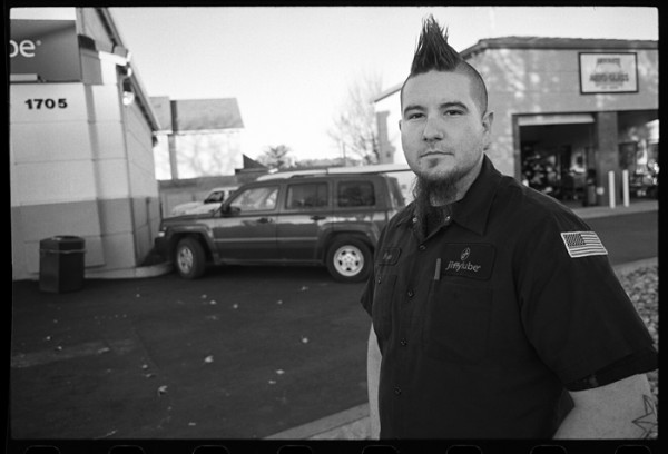 I was nearing the end of an afternoon photo walk when I saw Shelby. Slow moment at Jiffy Lube and he was hanging around out front with some of the other guys. I asked to make some photos of him and he agreed. Thanks Shelby.  