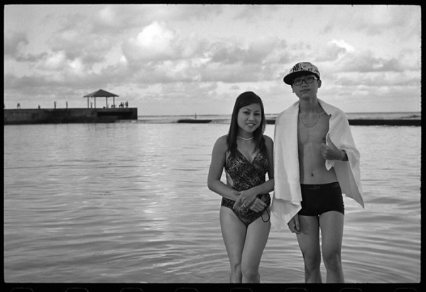 When people ask me to snap a photo of them with their camera I always ask if I can take one with mine. A classic early morning Waikiki moment, calm water, soft light, clouds and a couple enjoying it all. 