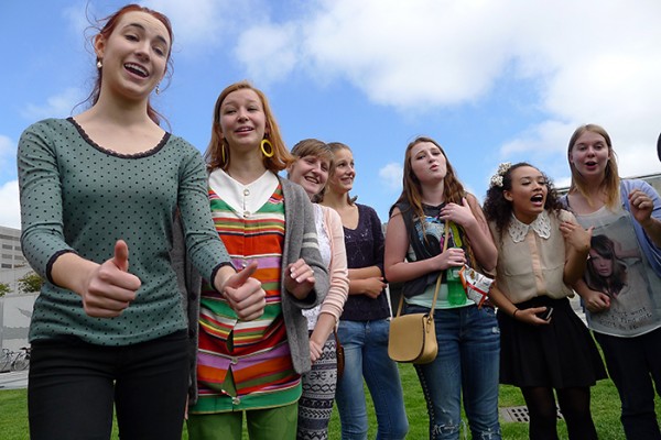 We were sitting on the grass in Yerba Buena Gardens, San Francisco last week when a group of young people approached us. "You're beautiful" they said in unison. 