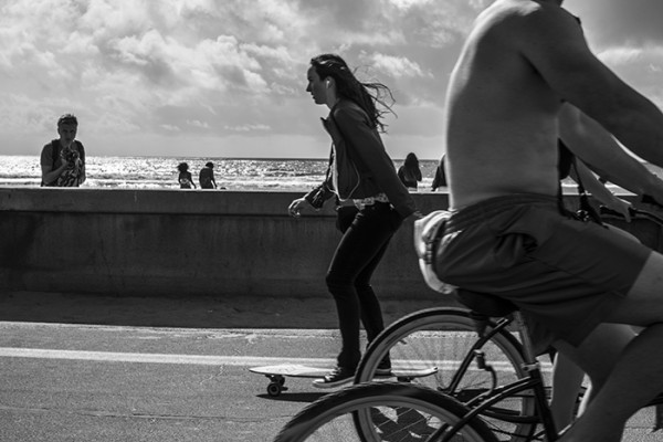 Zoomin' along the people path, Mission Beach.