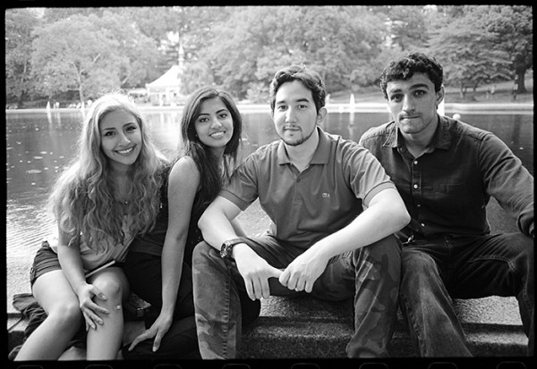 An overcast, warm afternoon with a little rain falling. From left, Laila, Noor, Nabil and Mohammad, thanks for the photograph!