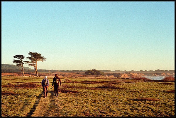 Cooper and Alice walk the Atkinson Bluff Trail, north of Año Nuevo late yesterday afternoon.