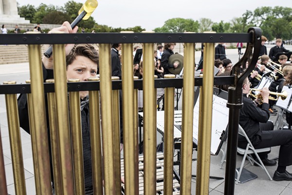 Outside of the Lincoln Monument a high school band from Asheville North Carolina was playing classic patriotic tunes.