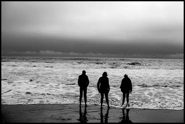 Cooper, Olive and Alice on the black sand beach at Vik.