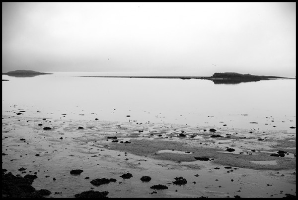 Evening, low tide, fog hovering, we could hear waves breaking on the sand bars beyond the harbor. It felt so special, so different. Maybe because it was Iceland???