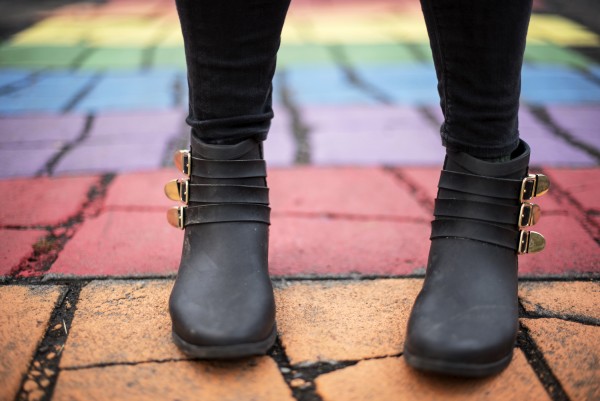 Seydisfjördur is a picturesque little town in East Iceland. My favorite site was Olive's black boots on this colorful, brick walkway.