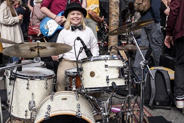 Young happy, drummer performing during "Culture Night", music, food and art!  An estimated 100,000 people attended- almost one third of the country!